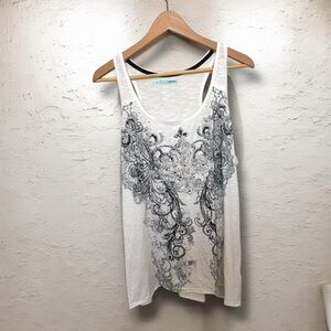 White and Black Patterned Women's Top XL fairy grunge whimsygoth glam